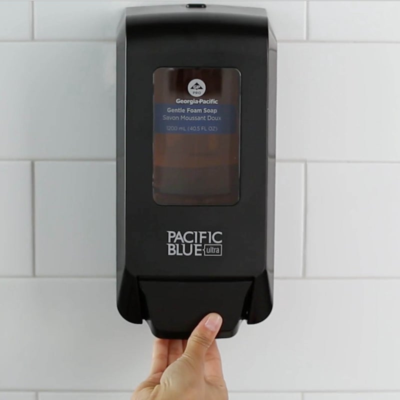 Georgia-Pacific (5305714) Pacific Blue Ultra Manual Push Soap Dispenser with Gentle Foam Hand Soap Refill Starter Kit - Image 2